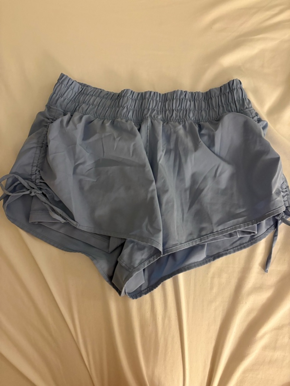aerie Light Blue Athletic Running Shorts with Side Ties